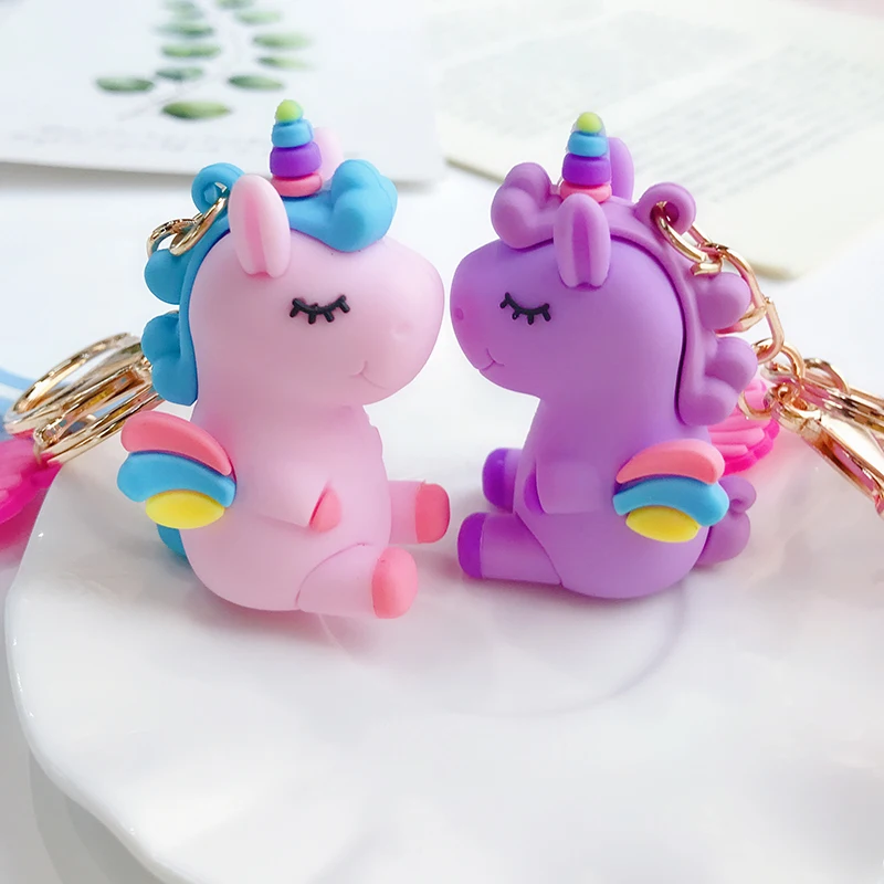 
High quality Custom personalized pvc rubber keychains for wholesale Unicorn cartoon keychains 3D designer manufacture low price 
