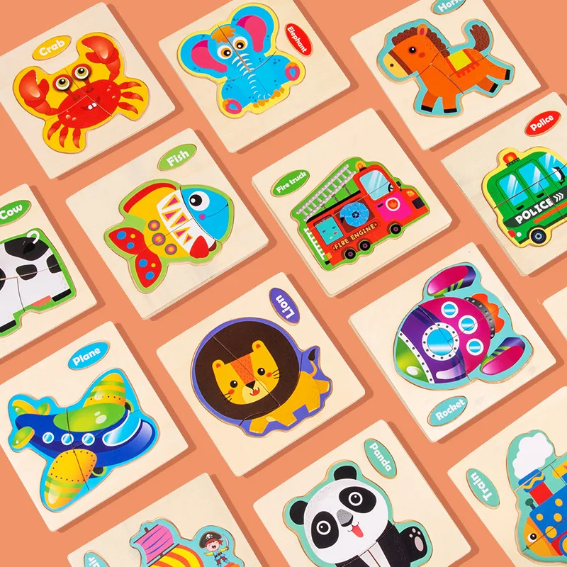 
Wholesale Cartoon animal traffic puzzle children early education puzzle wooden toy Designer wood toy 