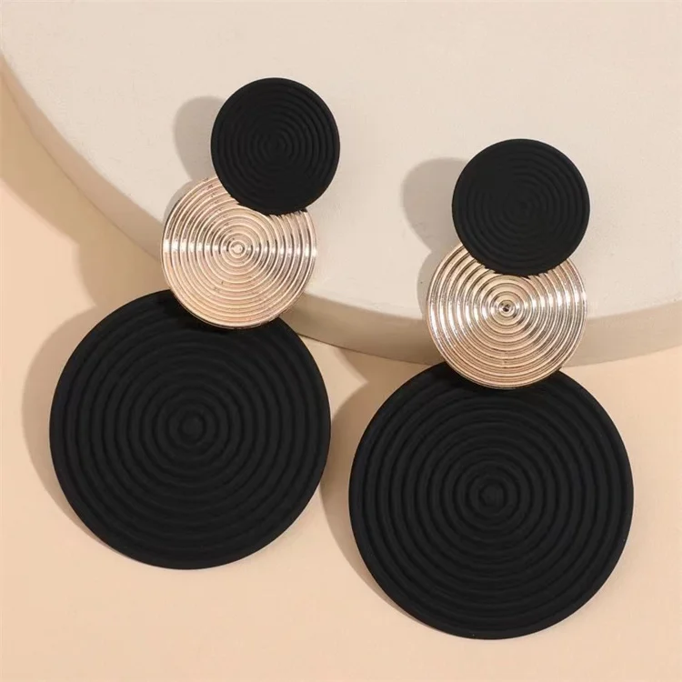 Wholesale Customized Copper Spray Painted Earrings Round Pendant Earrings Women Jewelry Accessories