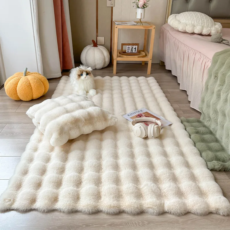 SIPEIEN Ultra Soft Faux Sheepskin Fluffy Rug High Pile Wool for Door Modern Style Carpet for Bedroom and Living Room
