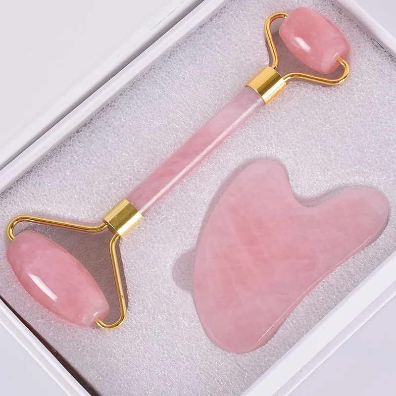 Wholesale high quality low price rose quartz custom logo pink jade roller gua sha