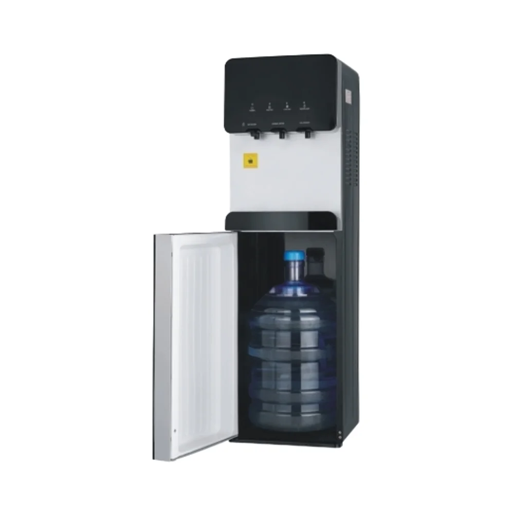 Customizable compressor cooling hot and cold freestanding cooler three taps bottom loading water dispenser