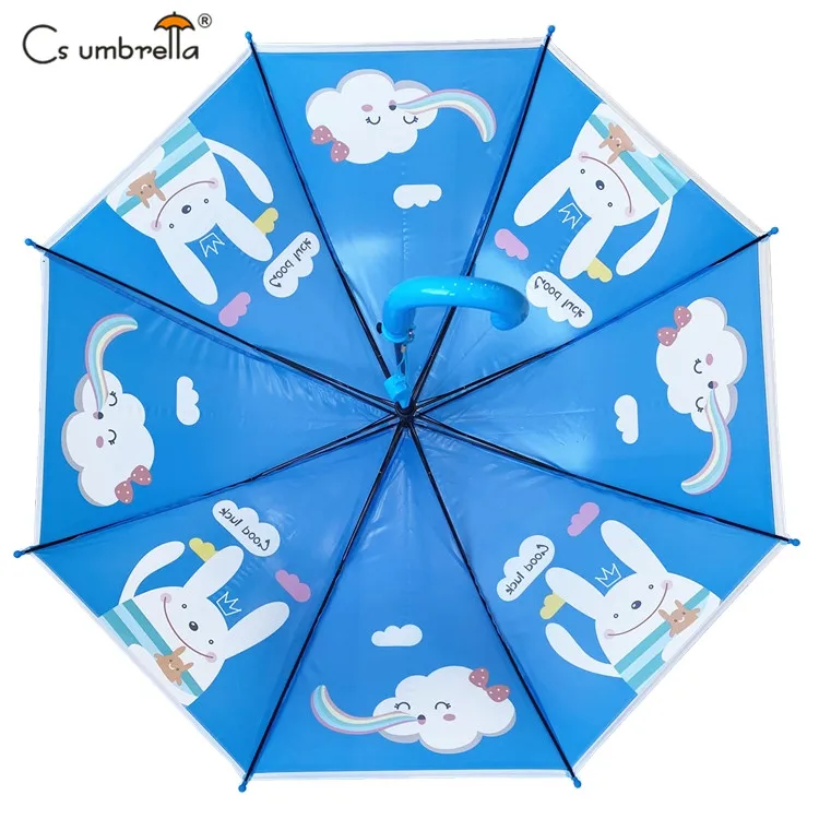 YS-6021 Customize Umbrella Manufacturer Match Handle And Tips Straight POE Children Auto Open Umbrella With Whistle