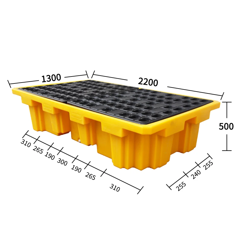 Factory Directly Sell 2200*1300*500 Secondary Containment and Spill Control Poly Spill Pallet
