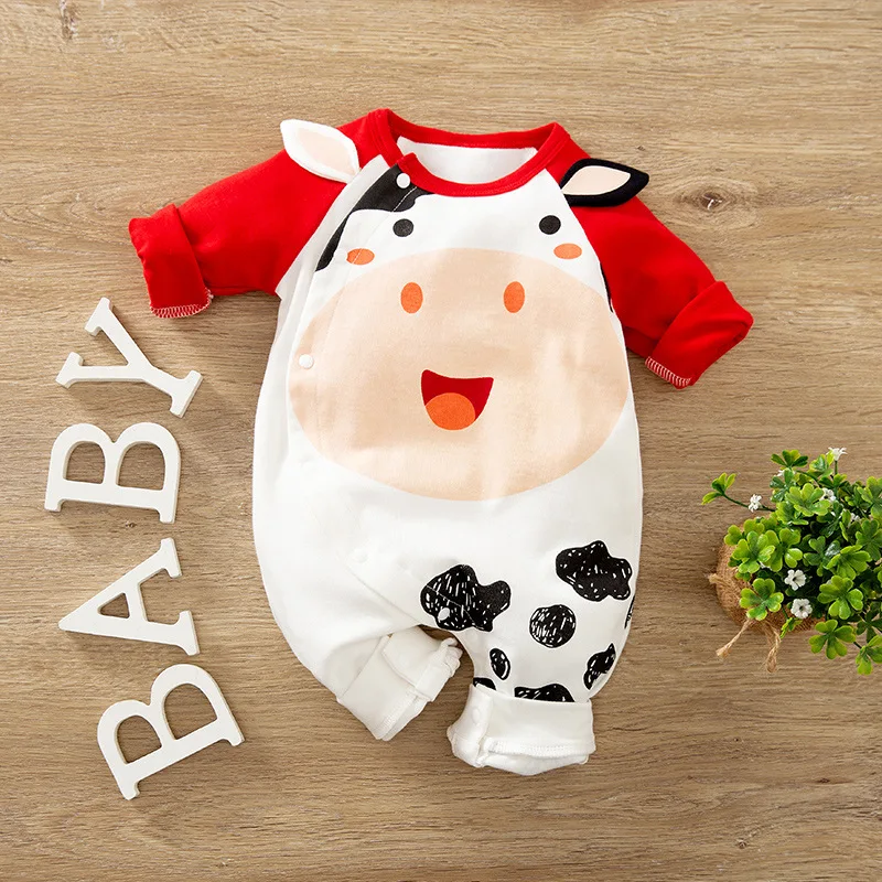Baby jumpsuit spring and autumn cotton baby cartoon crawling clothes newborn clothes baby body
