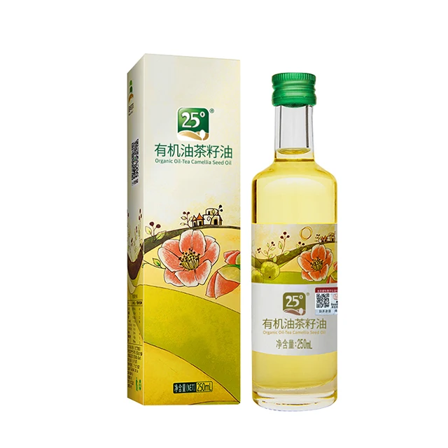 Quality glass bottles of cold pressed refined organic camellia oil made in China factory