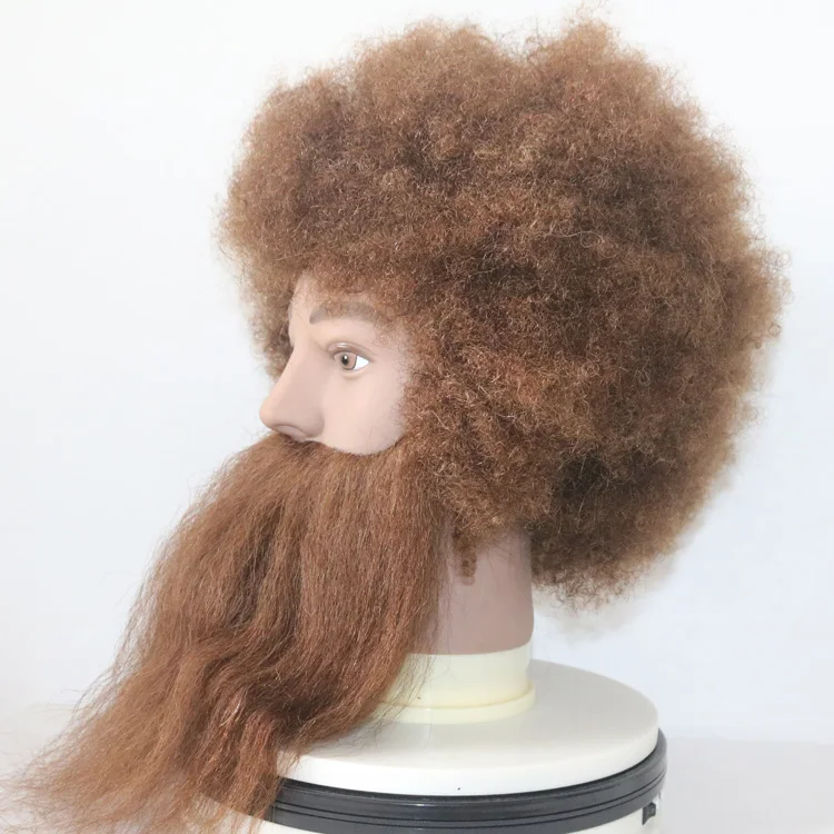 Real Human Hair Male Mannequin Head African Barber Braiding Practice Hairdresser Training Doll