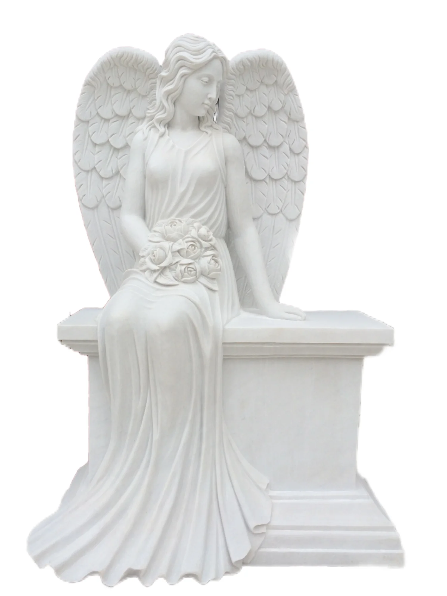Refine Factory directly supply White marble angel and heart tombstone for graves