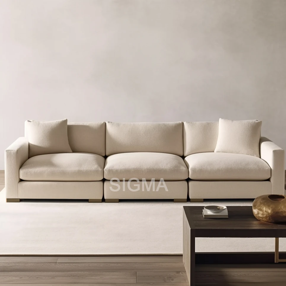 Indoor White Beige Modern Linen cloud sofa Luxury Couch Minimalist U L Shape Modular sofas For Home Luxury