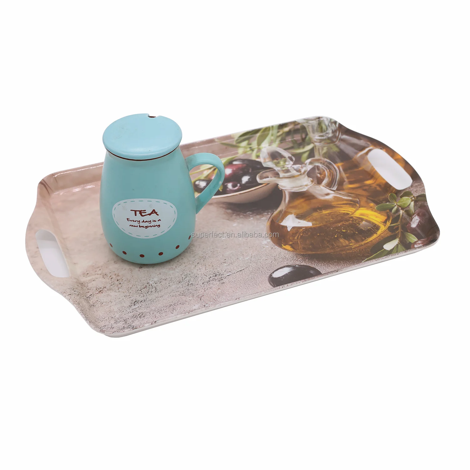 Factory Custom Classical Serving Tray Bamboo Fiber Dish Tray Plastic Melamine Tray