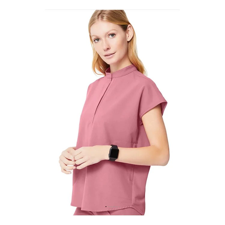 Excellent Quality Womens   Mandarin Collar Scrub  Top