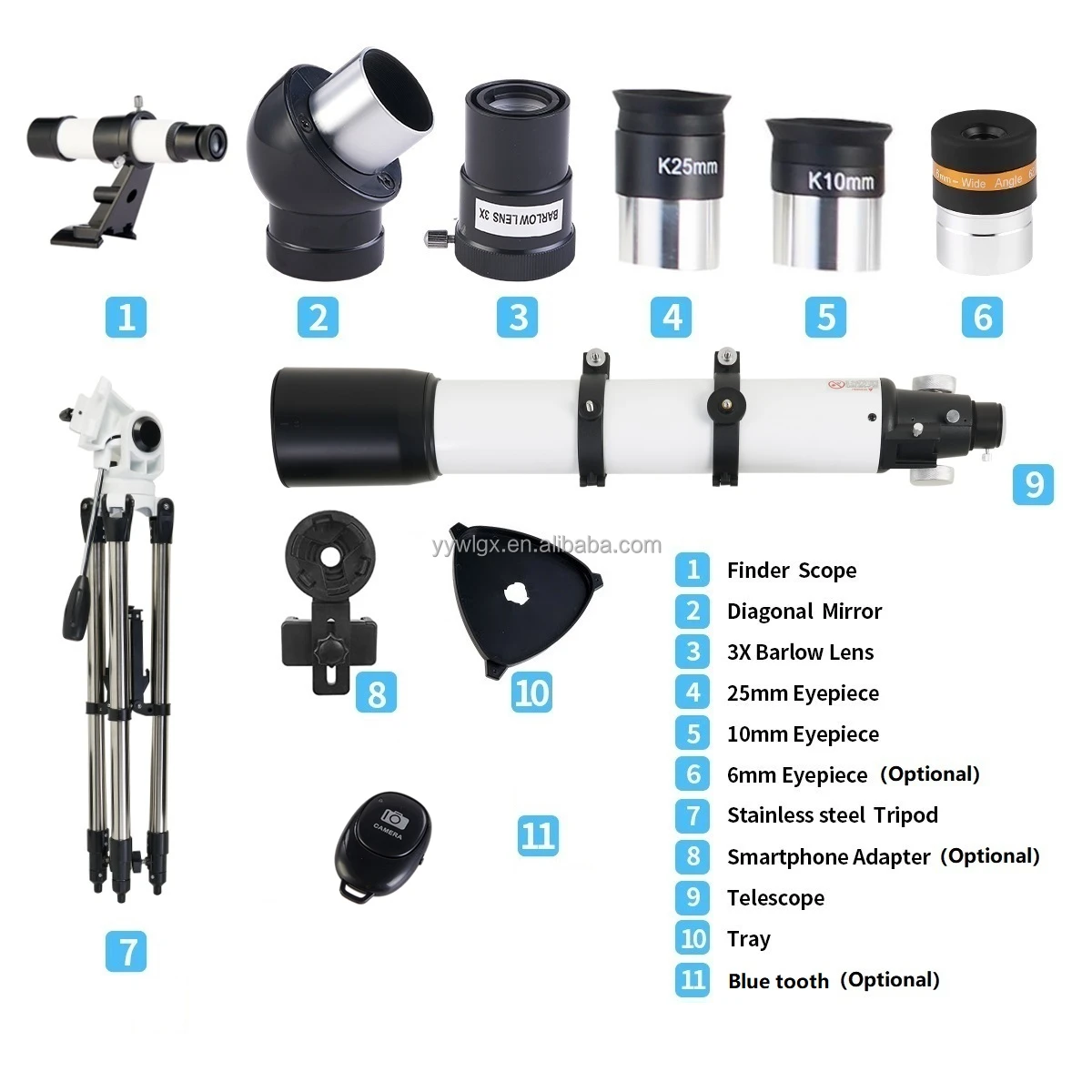 Astronomical telescope 90700 Portable Travel Telescope with Phone Adapter Powerful AZ-Mount Telescope with Tripod