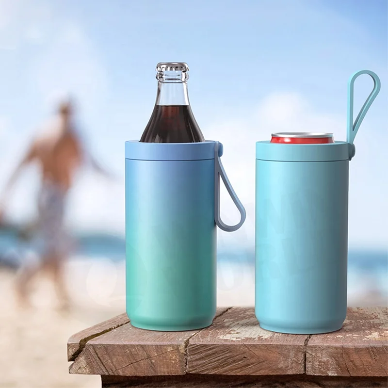 
4 in 1 Portable 12oz Slim Sublimation blank Vacuum Insulated Double Walled Stainless Steel Beer Bottle and Can Cooler  (1600204828013)