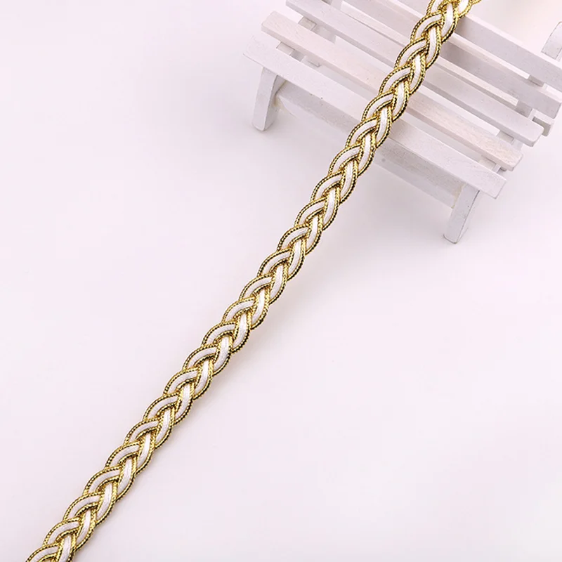 diy garment accessories polyester lace fabric curtain braided trimming gathered ribbon lace gold thread braid sewing lace trim