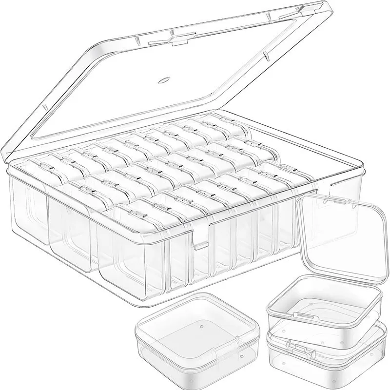 31Pcs Small Bead Organizers and Storage Plastic Cases Mini Clear Bead Storage Containers Boxes