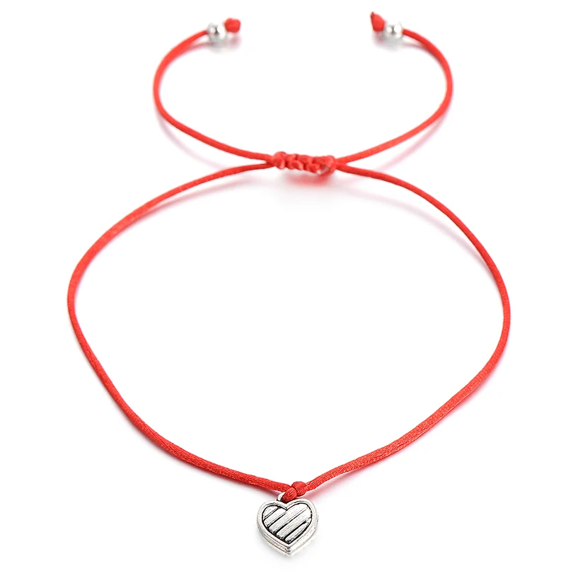 Handmade Thread AntiqueTiny Love Heart Bracelets Charm For Women Men Couple Gift Lucky Red Rope Bracelet Kids Chain Jewelry