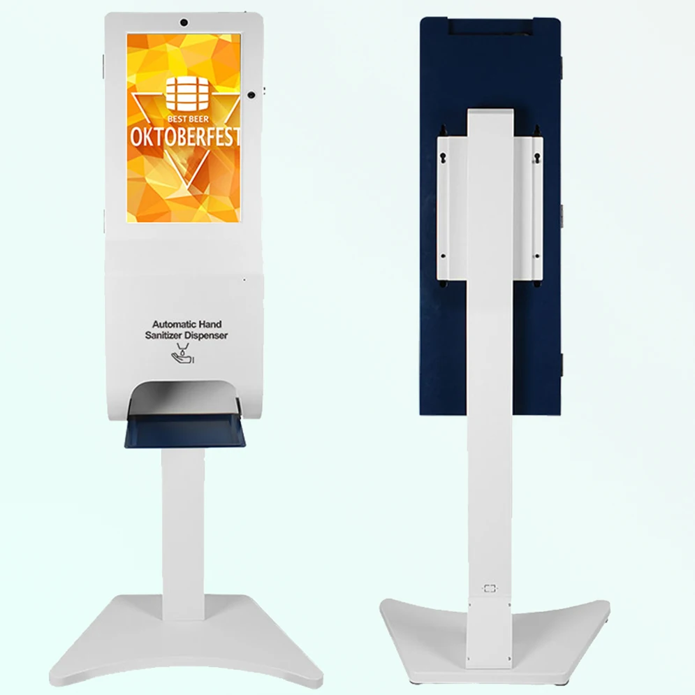 Factory Price Floor stand Digital Signage Screen Lcd 21.5 Inch with Auto Measuring Temperature Hand Sanitizer Kiosk