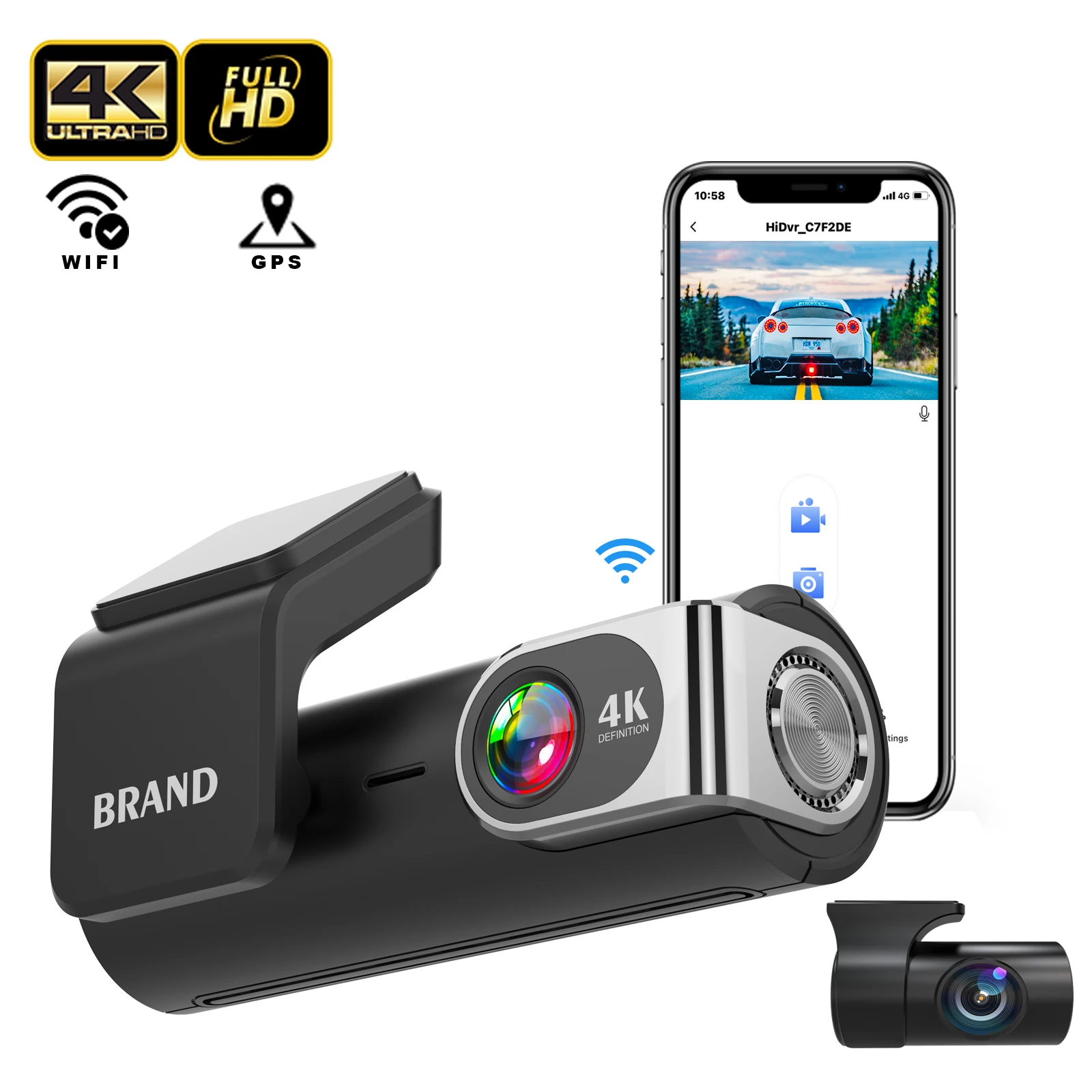 Best sellers mini wifi gps 4k dash camera 4k dashcam front and rear dual lens HD night vision wifi gps 4k dash cam