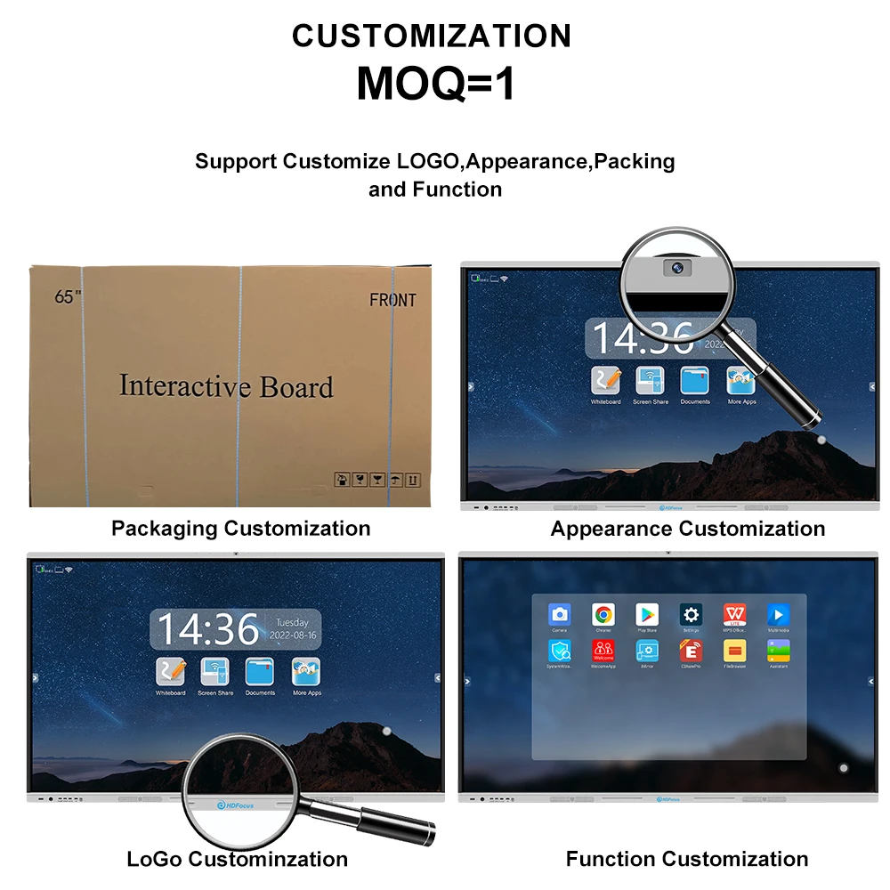 75 inch smart whiteboard tv touch screen online home school meeting education board device all in one pc interactive flat panel