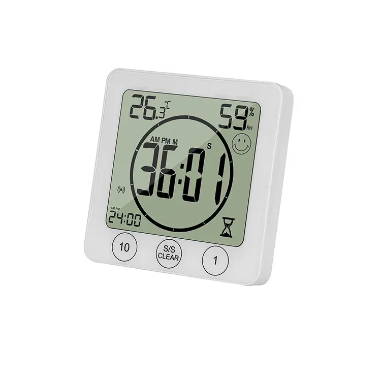 2 IN 1 Waterproof thermometer and hygrometer Touch Screen bathroom wall clock