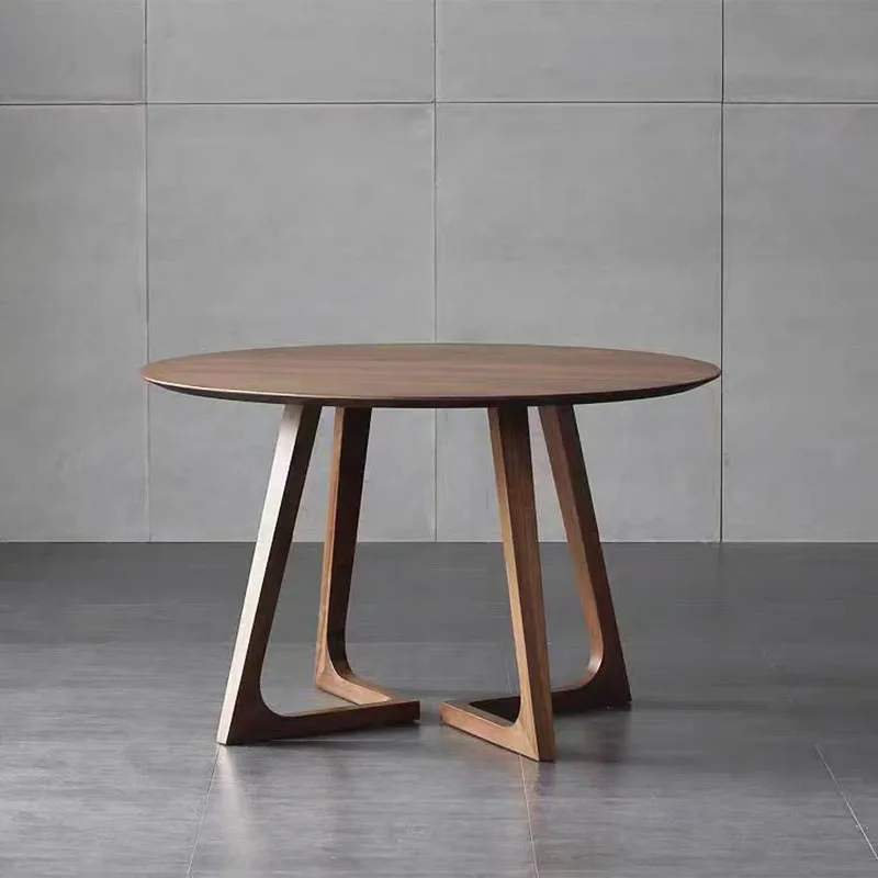 V shape pedestal walnut mahogany oak ash rubber teak solid wood dining room furniture 8 person 10 chairs round dinner tables