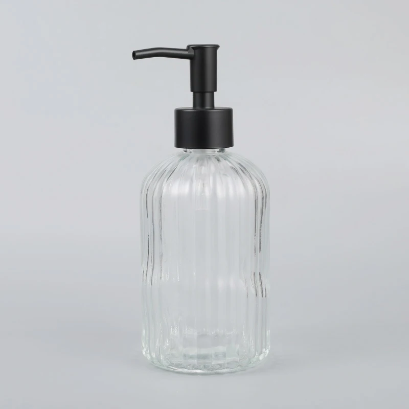 350ml Shampoo Sanitizer Dispenser Bathroom Empty Packaging Bottles Liquid Soap Water Striped Glass Bottles