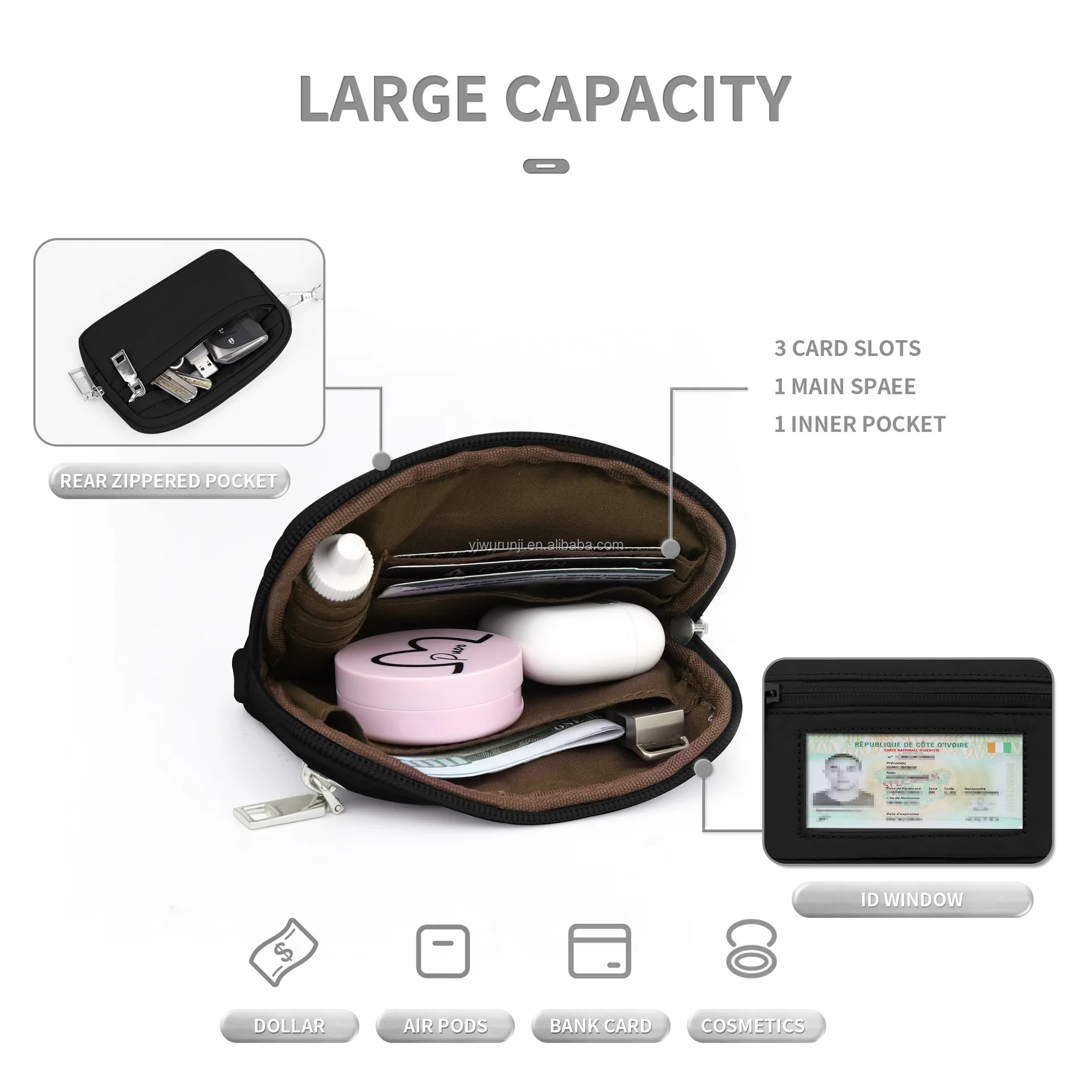 2024 New Custom Women Dual Pouch Wristlet Portable Coin Purse Mini Women Coin Pocket
