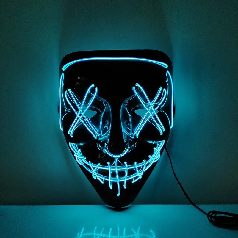 Halloween cosplay party mask Light neon purge mask Halloween scary horror party mask for cosplay
