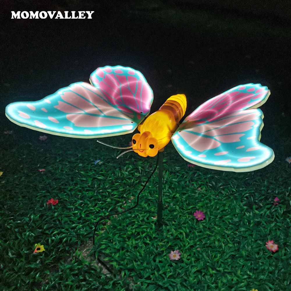 Decorative lighting christmas decorations moving park event open and close standing floor led dynamic butterfly lamps decor