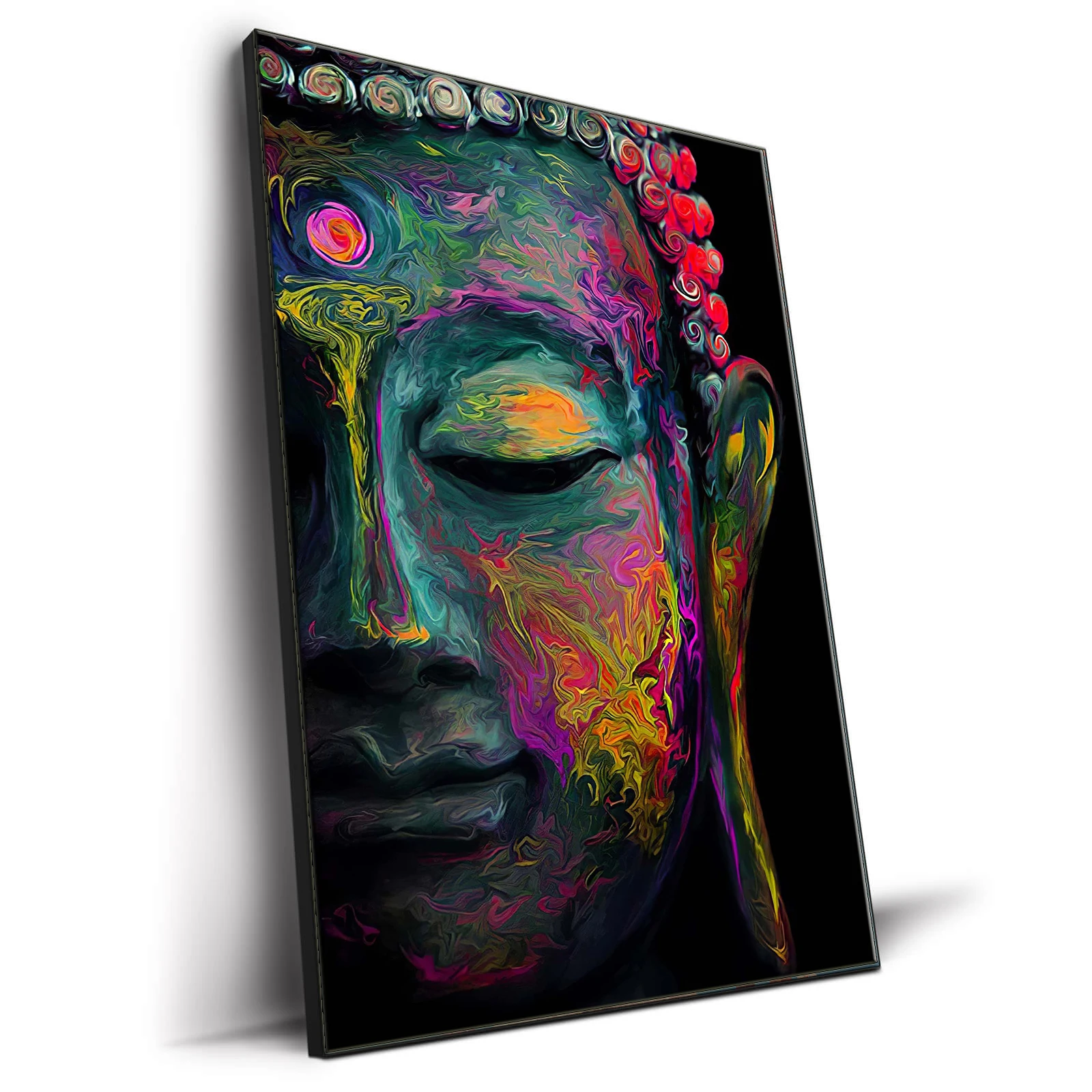 Wholesale Custom Painting Modern Abstract Buddha Portrait With Words Giclee Printing on Cotton Canvas for Wall Hanging Decor