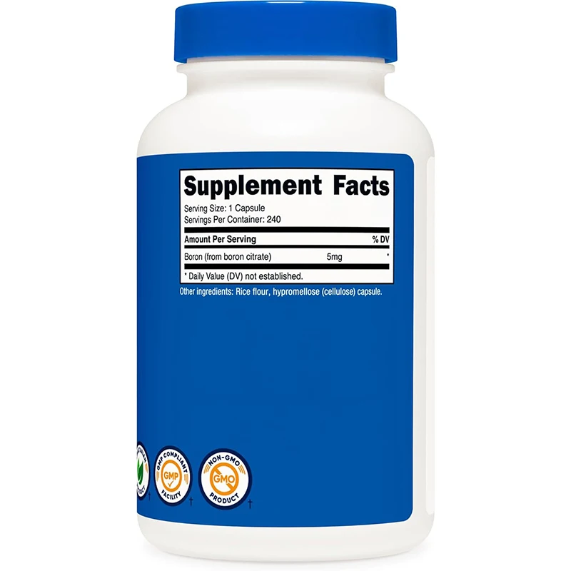 Boron citrate Capsules 5mg, 240 Vegetarian Capsules - Gluten Free and Non-GMO