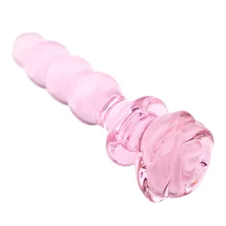 Роза, секс-игрушка, Анальная пробка, стеклянный фаллоимитатор, анальный мастурбатор для взрослых, Кристальный розовый кварц, Хрустальный фаллоимитатор