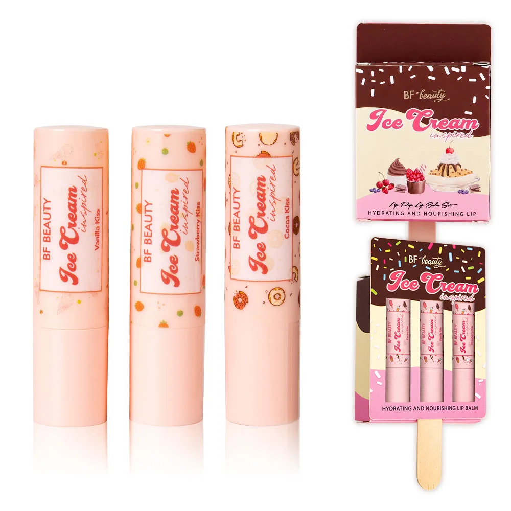Eco Hyaluronic Acid Cupcake Gloss lipop Tomato Color Lip Balm Glass Ice Cream-inspired Lip Pop Lip Balm Set
