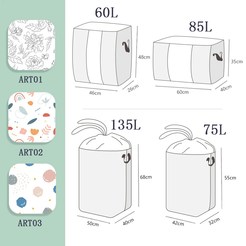 Bed Sheets Quilt Foldable Organizer Bag Clothing Collection Bag With Zipper