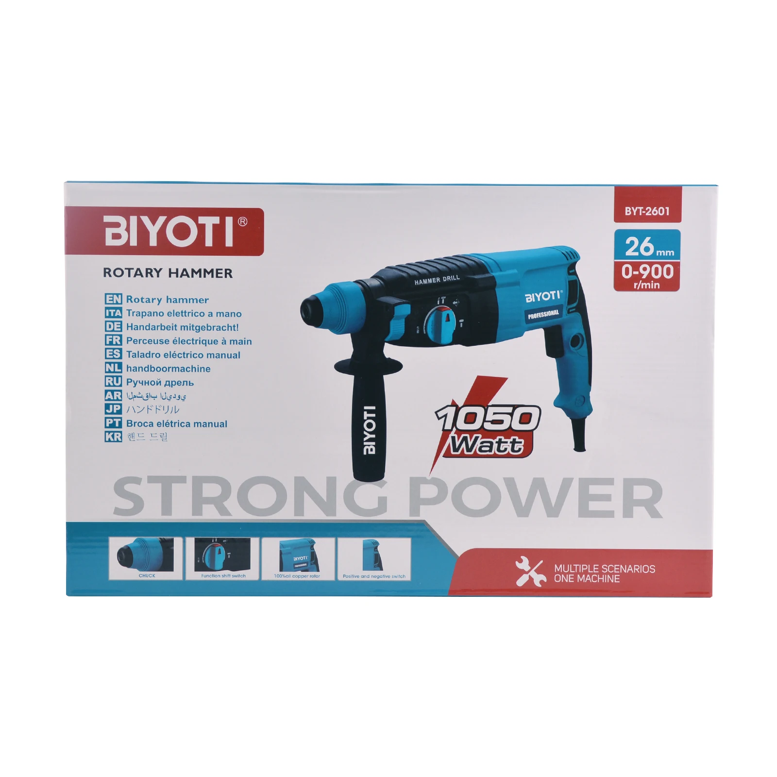 BIYOTI Professional 110 V-240 V Rotary Electric Hammer 26 mm Rotary Drill Manual Hammer Used For Drilling