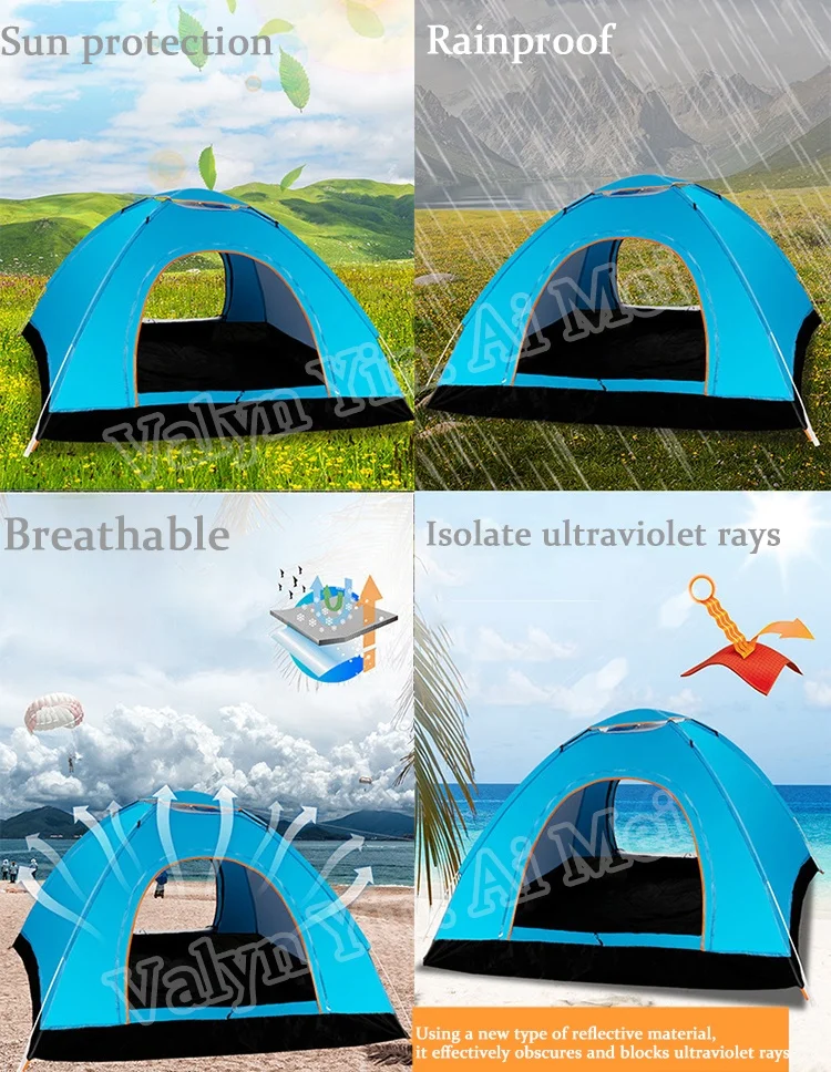 Factory Direct Sale Wholesale 4 Colors Waterproof Beach Outdoor Camping Tent Fully Automatic Tents with Moisture-proof Mat