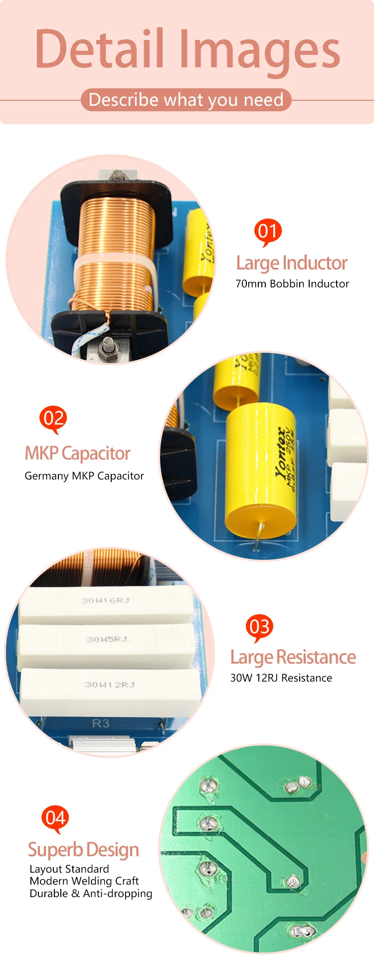 2000 Watts Speaker 2 Way Crossover