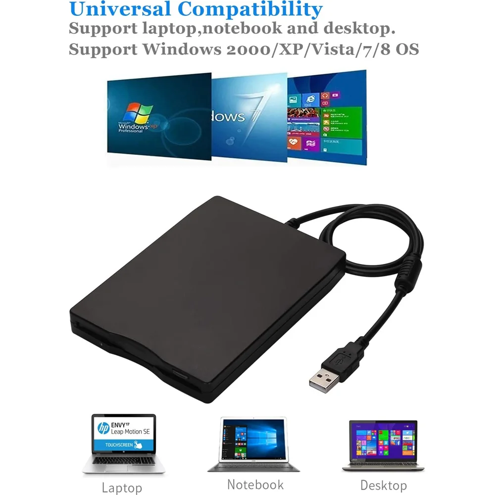 portable FDD 1.44MB 3.5 inch External USB floppy disk drive capable Win11 USB Floppy Drives usb Portable Diskette Drive