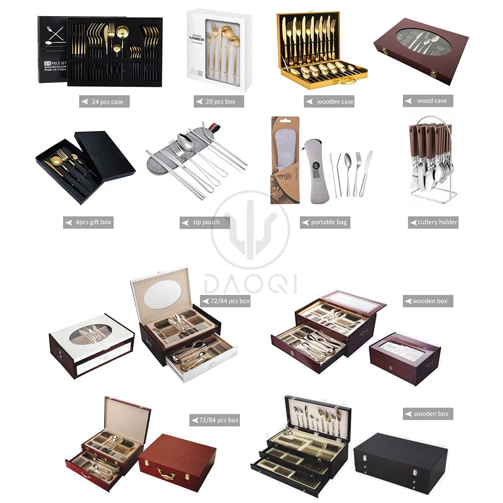 
Wholesale PVD Silverware Metal Matte Gold Black Cutlery Set Stainless Steel 304 Matte Black Flatware Sets 