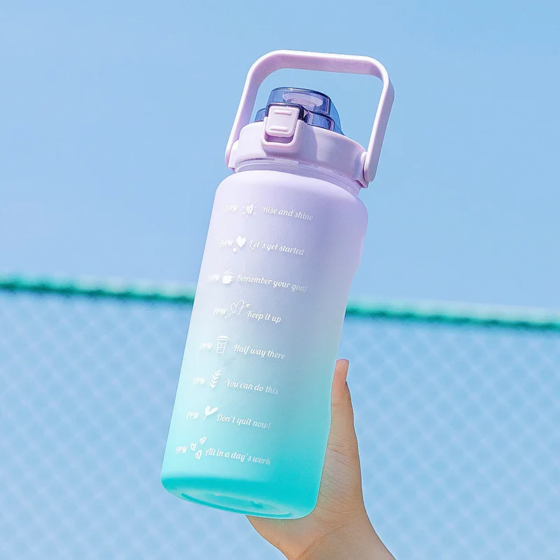 Pink plastic clear 1 liter water bottle portable kawaii cute 1000ml water bottle for girls