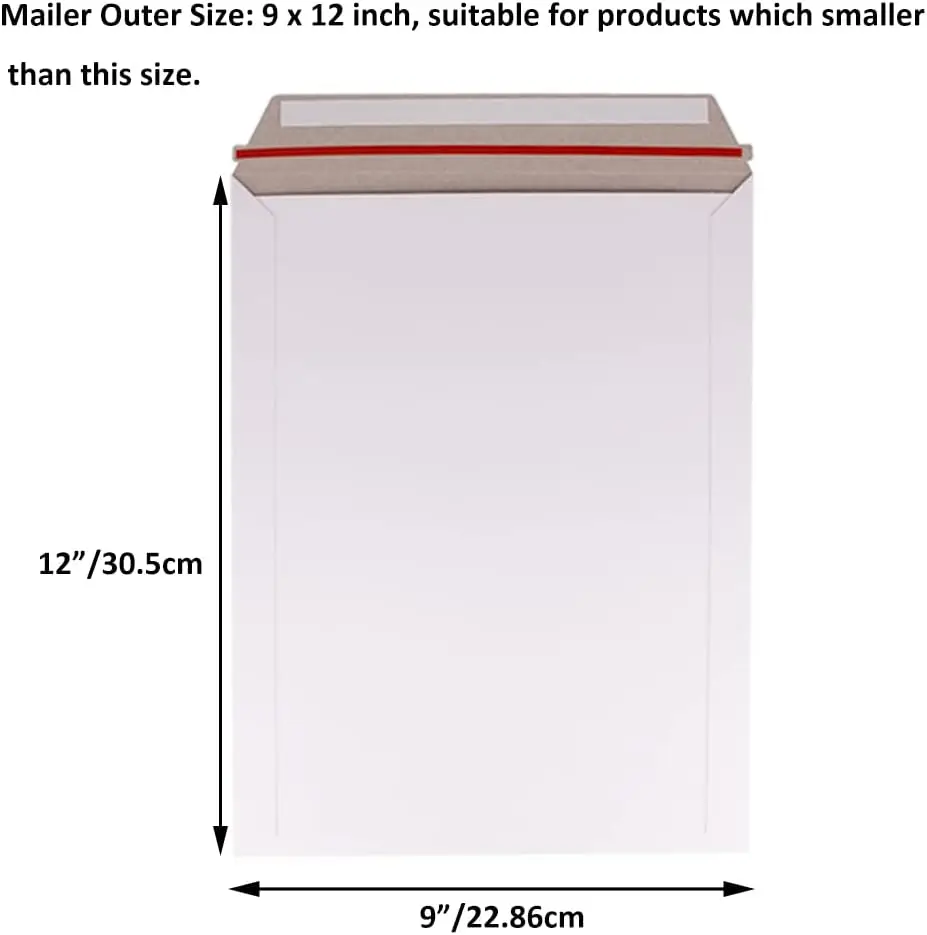 50 Pack 9X12 Inch Self-Seal CD Photo Document Mailers Stay Flat White Cardboard Envelopes with Do Not Bend Sticker Mailing  Bags