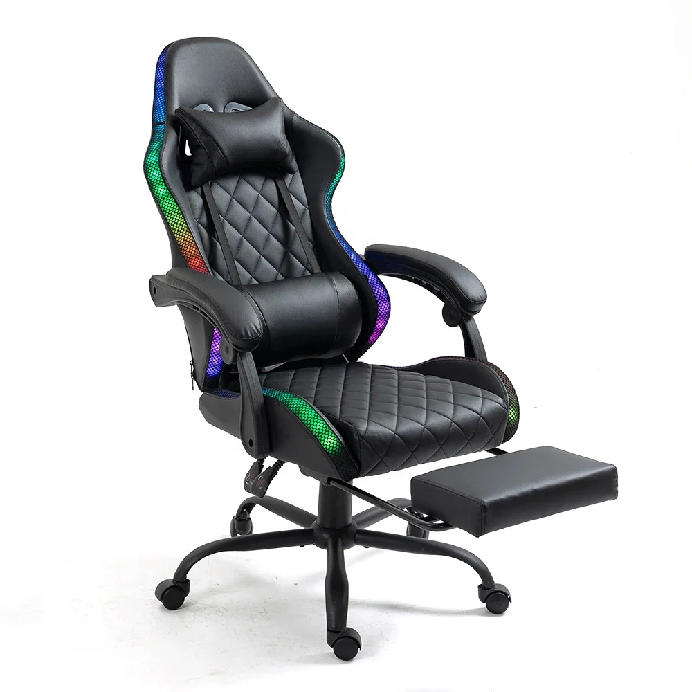 white gaming chair with LED Light ergonomic best computer office chair for gaming