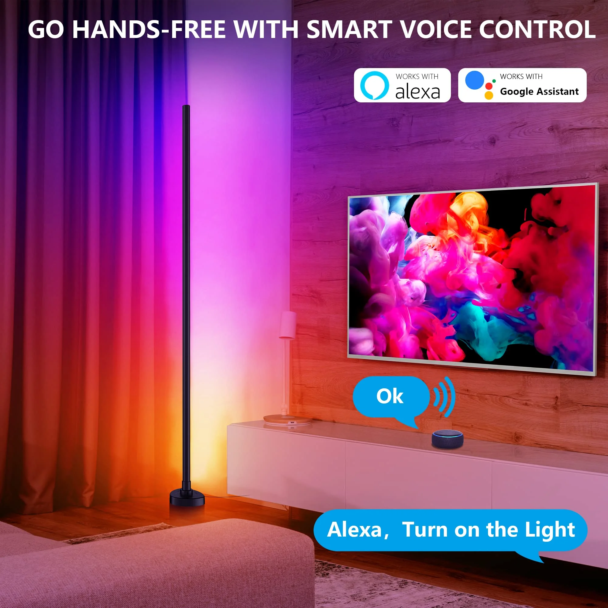 Mobile Control Led Christmas Lights Custom Modern Indoor Color Changing LED Nordic Rgb Corner Floor Lamp