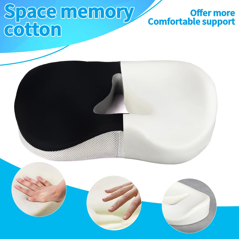 Ergonomic Relief Tail Vertebra Pressure Breathable Mesh Cover Soft Memory Foam Orthopedic Coccyx Car Office Chair Seat Cushions