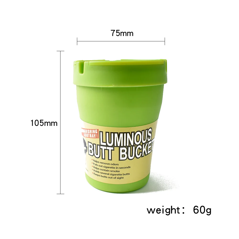 Portable Cheap Wholesale Colorful Cup Shaped Glow In The Dark Luminous Plastic Butt Bucket Car Ashtray