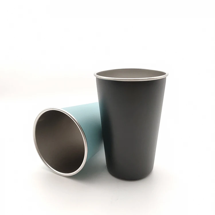 
Hot Sale 16oz Single Wall 304 Stainless Steel Stackable Pint Cup Outdoor Sports Water Cup 