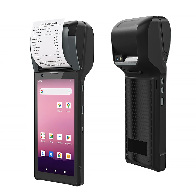 Wireless 2D Barcode Scanner Android 12.0 Handheld Industrial Mobile Fingerprint Reader NFC PDA Terminal with Thermal POS Printer