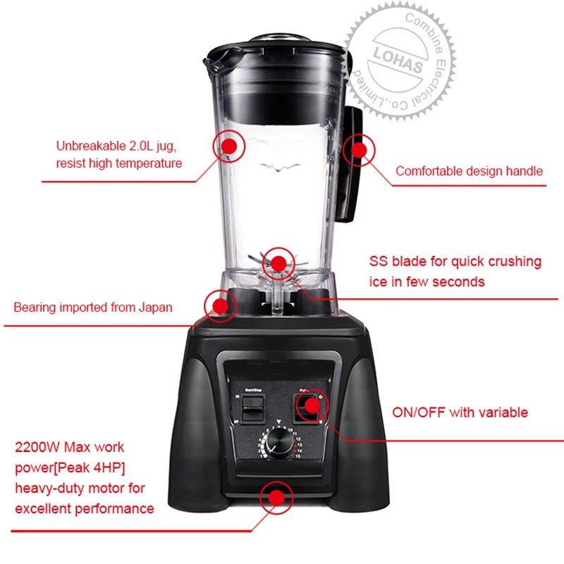 Heavy duty ice blender high power 2200W