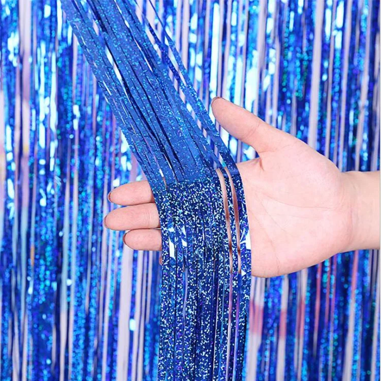 Wedding Engagement Laser Thicker Fringe Metallic Tassel Background Party Birthday Backdrop Decoration Laser Rain Foil Curtains