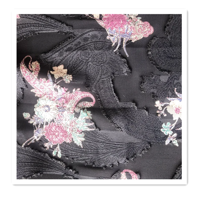 100% Jacquard Polyester Digital Printed Chiffon Shirt Dress Clothing Fabric Brocade Jacquard Woven EN Rohs Printed Saree 100GSM